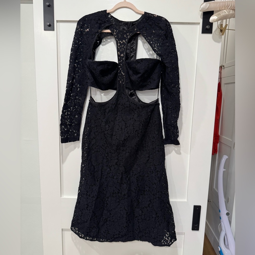 Bardot Black Lace Longsleeve Dress With Cutouts